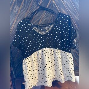 Chic Black and White Polka Dot Blouse